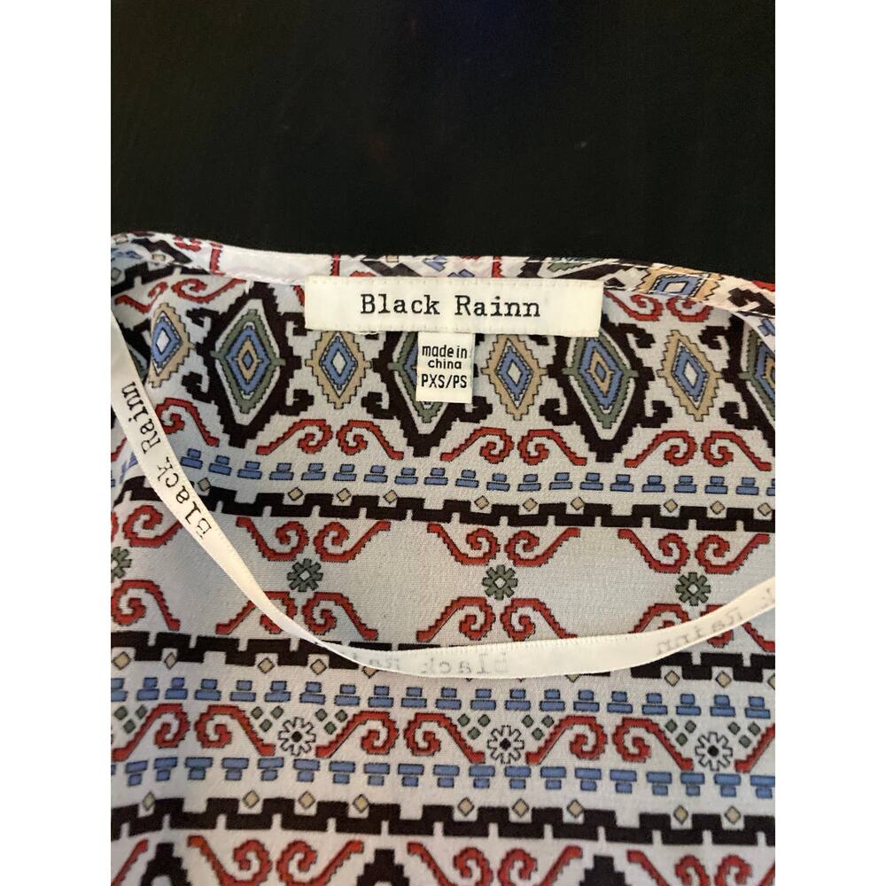 Black Rain Boho Fringe Open Front Kimono Geometric  Sz S (runs large) - Picture 2 of 10